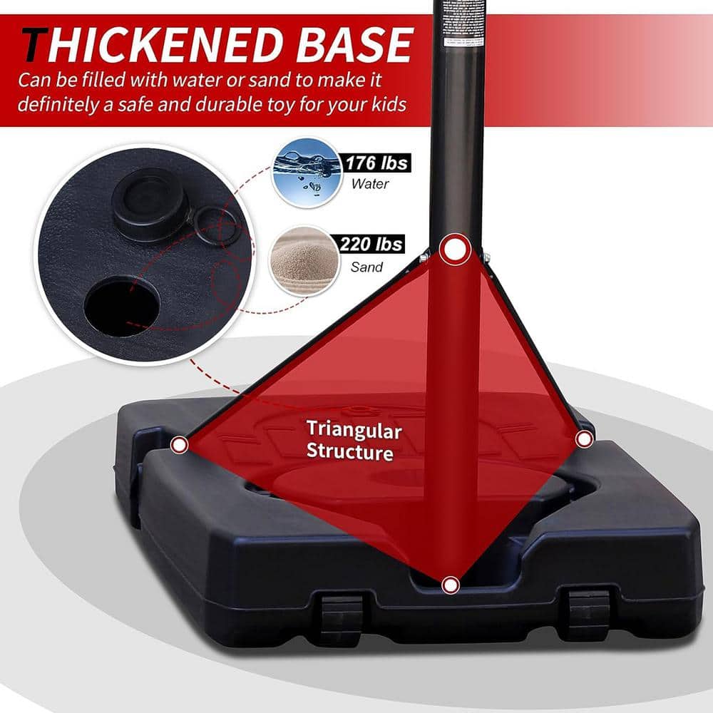 44" Black Polycarbonate Portable Basketball Hoop System