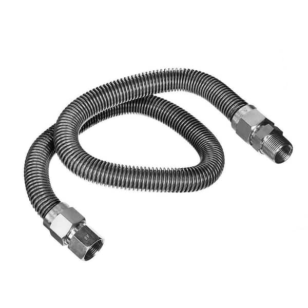 PLUMBFLEX 1/2 in. OD x 3/8 in. ID Flexible Gas Connector Stainless Steel for Dryer/Water Heater, 72 in. L with 1/2 in. FIP x MIP