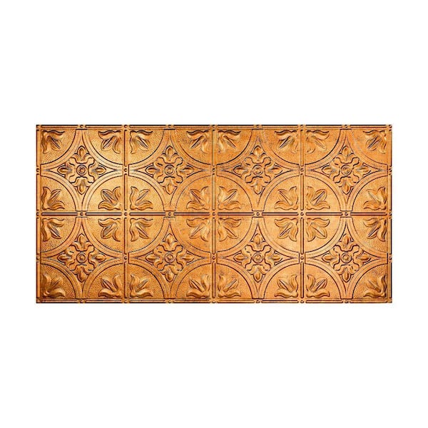 Fasade Traditional Style #2 2 ft. x 4 ft. Glue Up PVC Ceiling Tile in Muted Gold