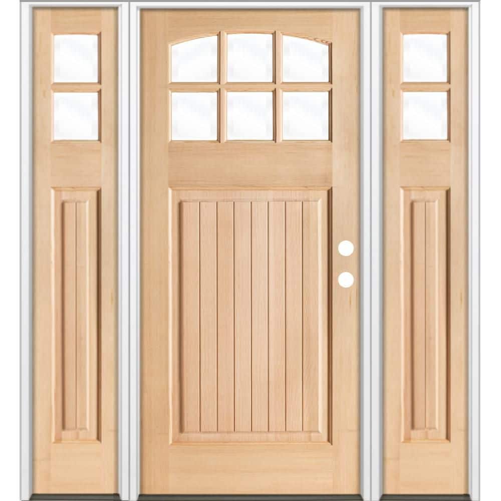 64 in. x 80 in. V-Groove Arched 6-Lite Clear Glass Unfinished Left Hand Hemlock Prehung Front Door with DSL price history on PriceWatchPro