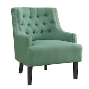 Bolingbrook Teal Textured Upholstery Tufted Back Accent Chair