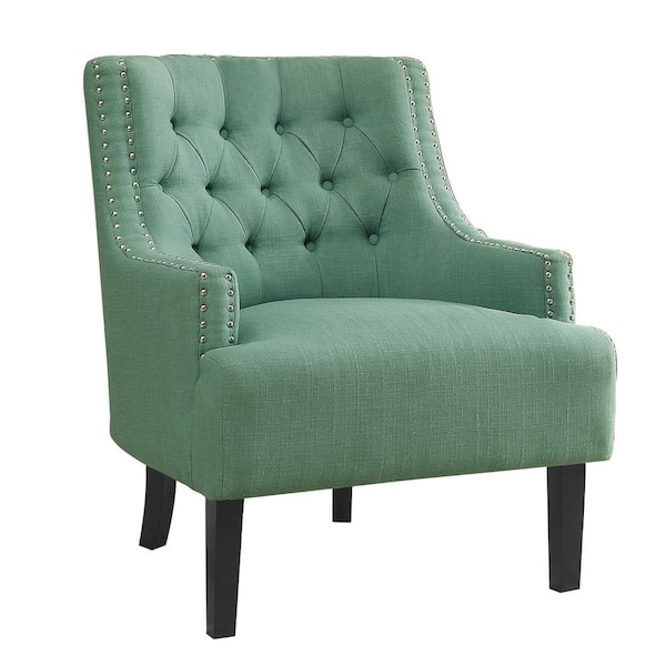 Lazzara Bolingbrook Teal Textured Upholstery Tufted Back Accent Chair
