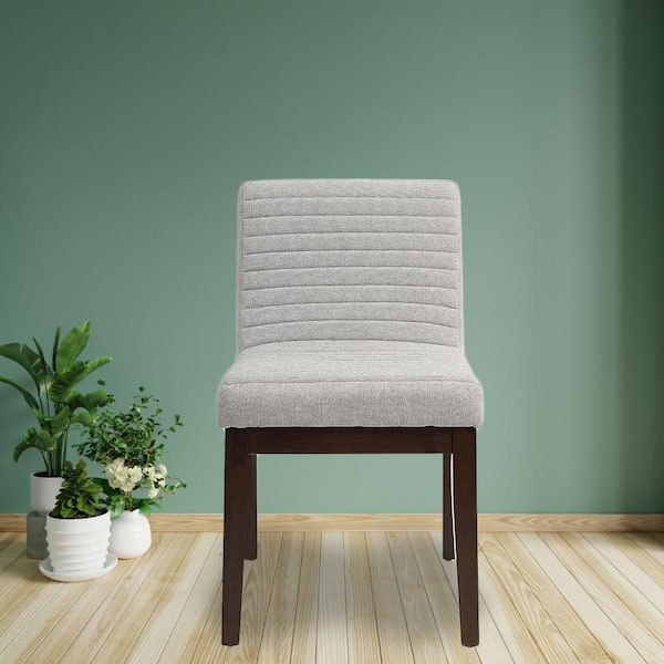 Edwyn Gray Linen and Brown Finish Linen Side Chair (Set of 2) with No Additional Features