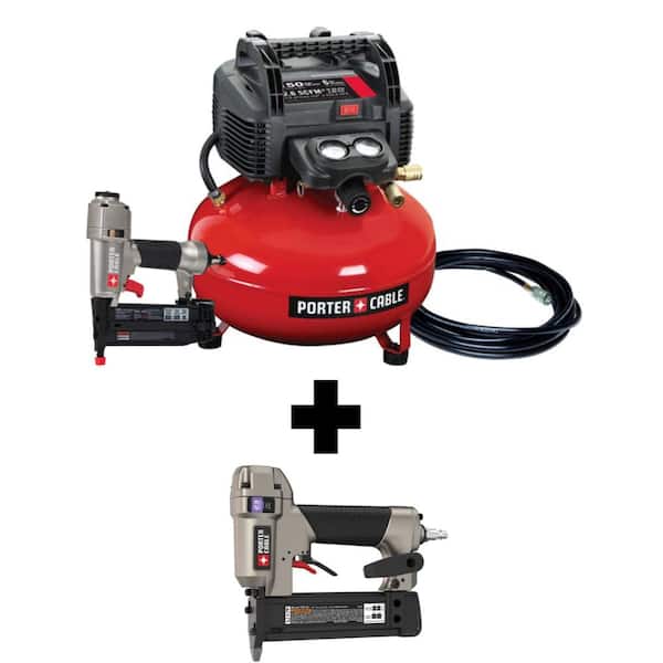 Porter-Cable 6 Gal. 150 PSI Portable Electric Air Compressor, 18-Gauge Brad Nailer and 23-Gauge 1-3/8 in. Pin Nailer