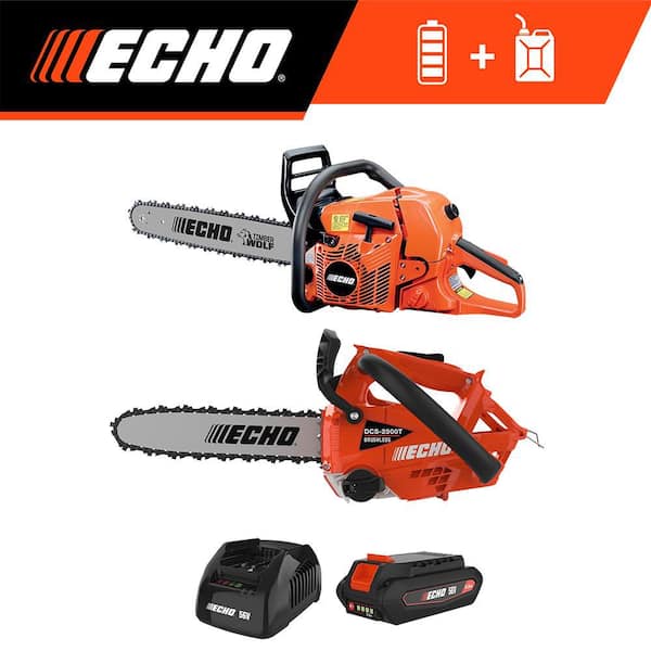 59.8cc 2-Stroke Cycle Gas Chainsaw and 56V Cordless Battery Chainsaw Combo Kit w/ 2.5Ah Battery and Charger (2-Tool)
