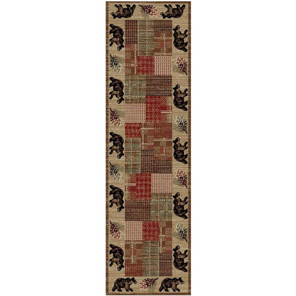 Mayberry Rug Hearthside Rover Lodge Multi 2 ft. x 8 ft. Woven Animal