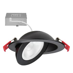 4 in. Rotatable Ultra-Thin Recessed LED Floating Gimbal, 900 Lumens, 5 CCT 2700K-5000K, Dimmable J-Box Included, Black