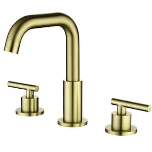 8 in. Widespread 2-Handle Bathroom Faucet with Valve in Brushed Gold