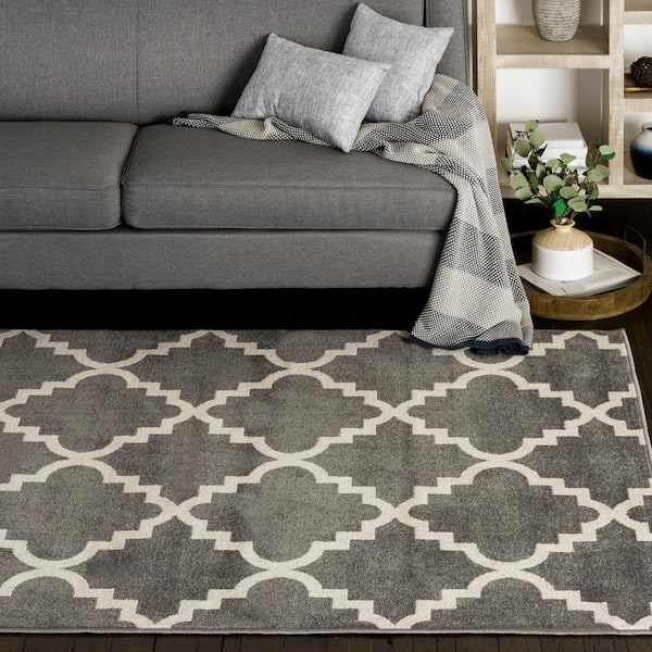 Patio Brights Grey 3 ft. 3 in. x 5 ft. Aspen Indoor/Outdoor Area Rug