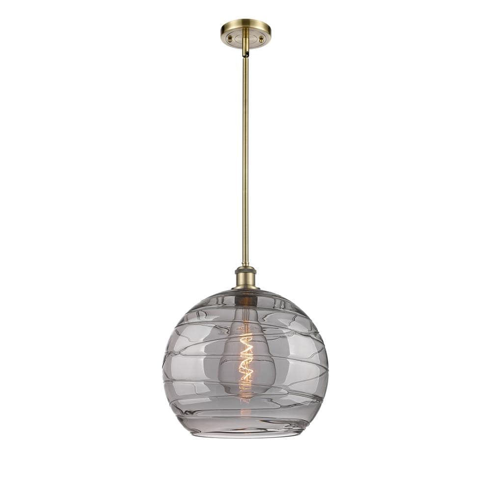Athens Deco Swirl 100-Watt 1-Light Antique Brass Shaded Mini Pendant Light with Tinted Glass Shade price history on PriceWatchPro