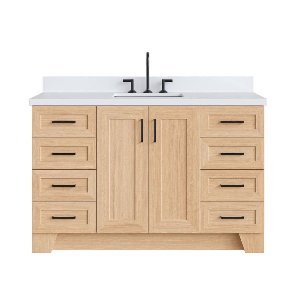 Taylor 54 in. Single Sink Freestanding Bath Vanity in Oak with Pure White Quartz Top price history on PriceWatchPro
