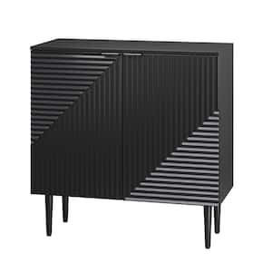 Kordt Modern 35 in. Tall 2-Door Accent Storage Cabinet with Adjustable Legs and Shelves -Black