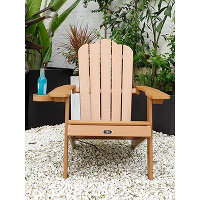 AUTMOON Classic Brown Reclining Plastic Wood Adirondack Chair Slat