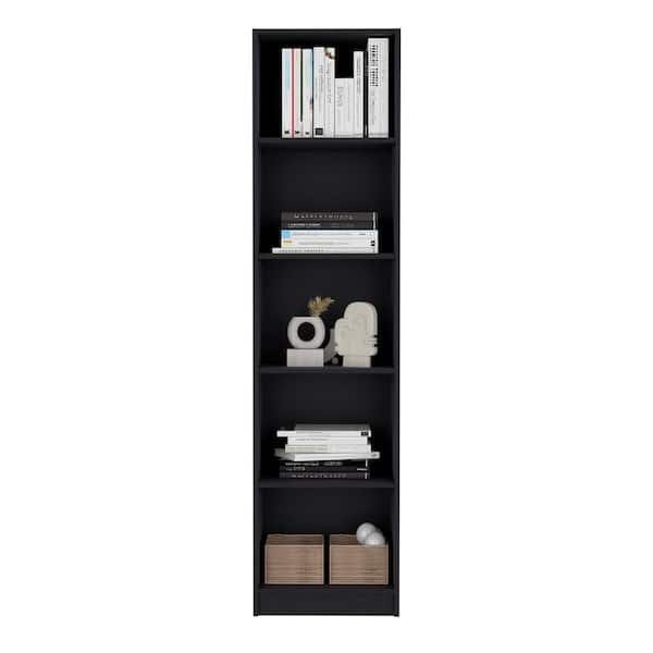 11.80 in. W x 17.70 in. D x 71.10 in. H Black Particle Board Freestanding Linen Cabinet with 3 Shelves in Black