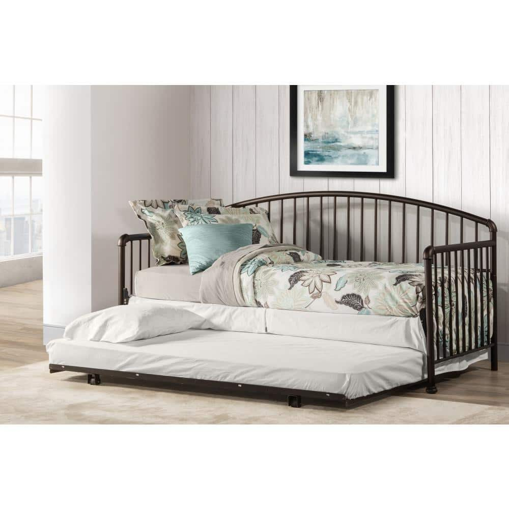 Brandi Metal Twin Daybed with Roll Out Trundle, Oiled Bronze -  Hillsdale Furniture, 2099DBLHT