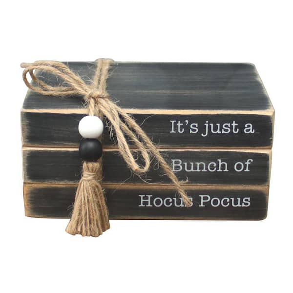 PARISLOFT 2.8 in. Black Just Bunch of Hocus Pocus Halloween Decorative Faux Wood Books