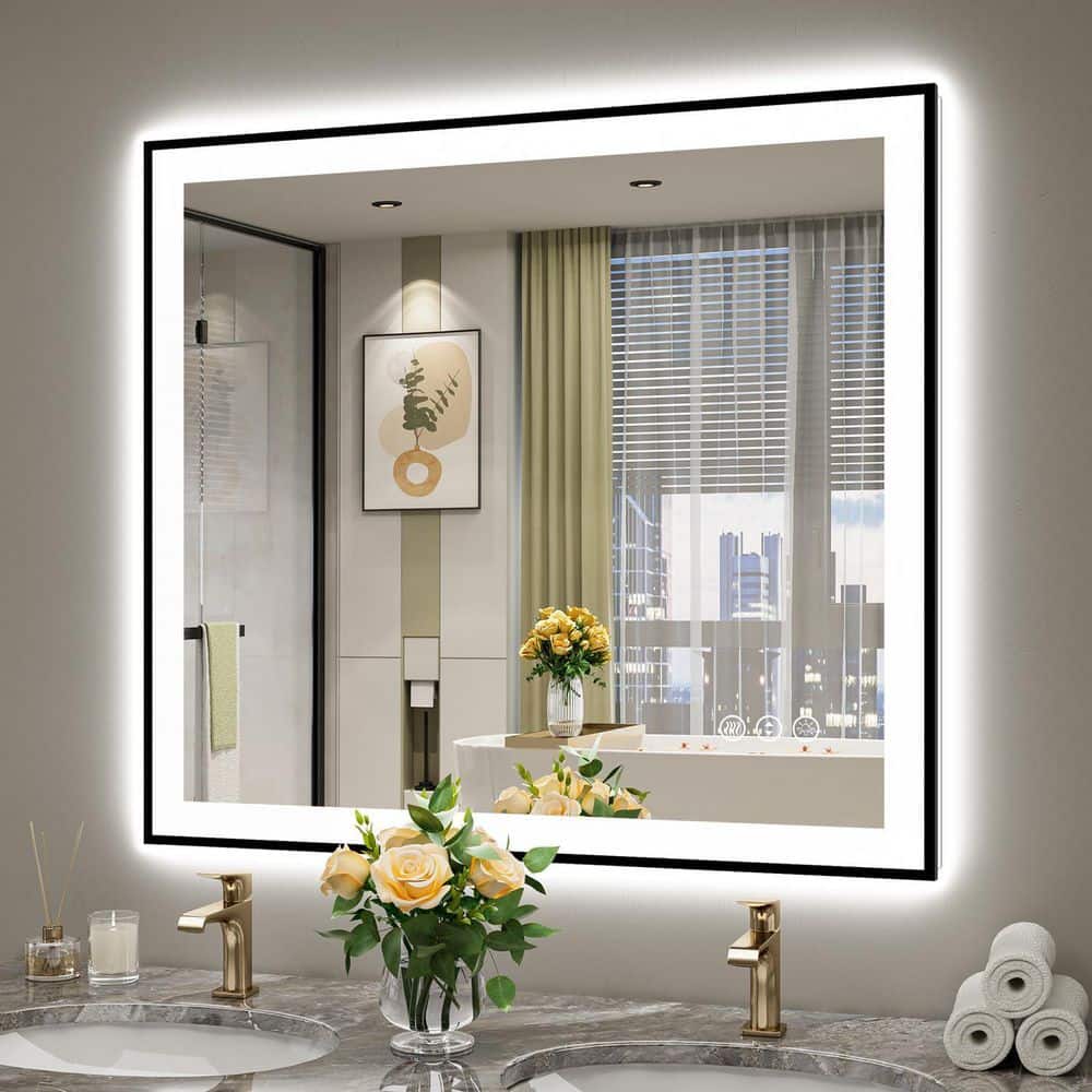 40 in. W x 36 in. H Rectangular Framed Front and Back LED Lighted Anti-Fog Wall Bathroom Vanity Mirror in Tempered Glass price history on PriceWatchPro