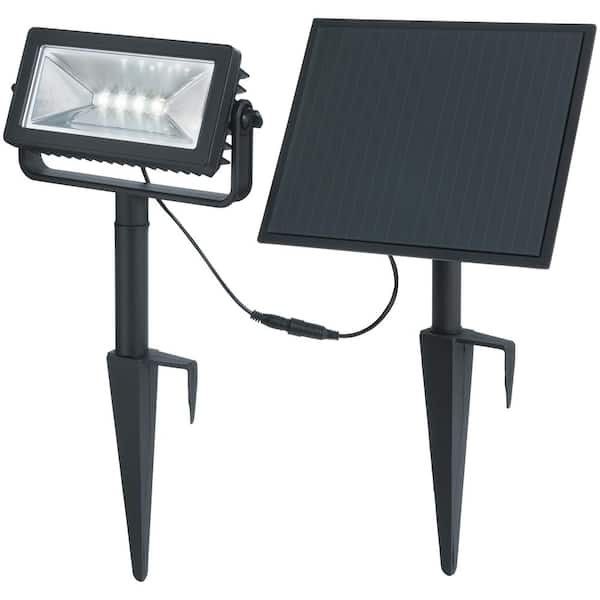 Hampton Bay 150-300 Lumen Black LED High-Low Metal Rectangular Weather Resistant Outdoor Solar Wall Wash Spot Light