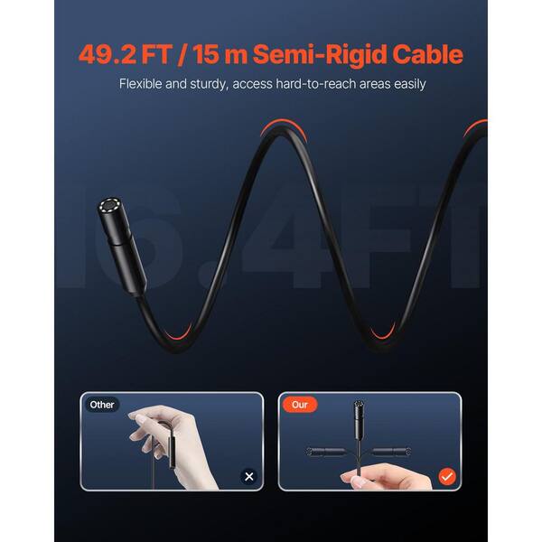 thumbnail image 2 of Tomato Sauce Endoscope Camera 1920P HD Borescope, 16.4FT Cable For Android Ios Inspection Camera With Lights For Auto Engine Sewer Pipe Hvac Tools For Men 2 of 10