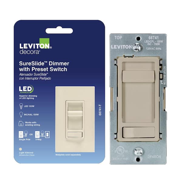 SureSlide LED Advanced Dimmer Switch for LED and Incandescent Bulbs, 150-Watt Single Pole or 3-Way, Ivory 66741-00I