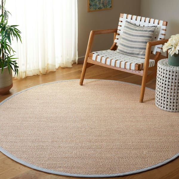 Natural Fiber 6 ft. x 6 ft. Maize/Beige Border Round Rug
