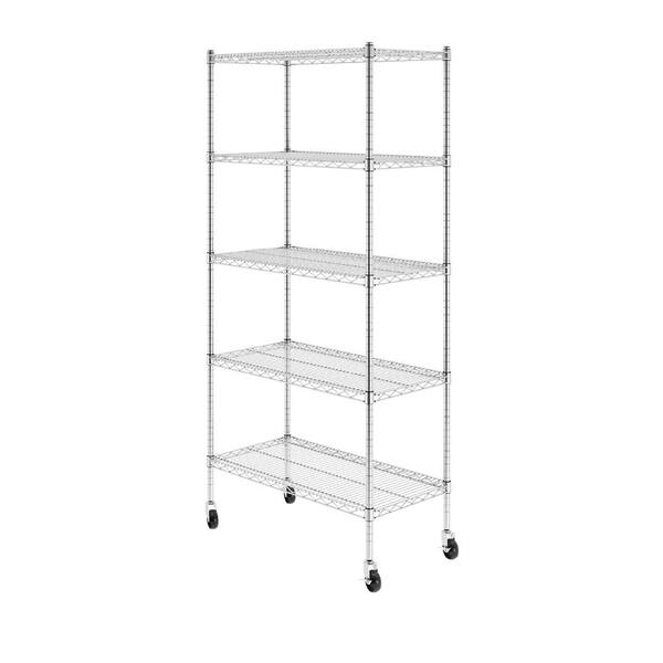 5 Tier Wire Chrome Shelving Rack, Stainless Steel Wire Shelves Home Depot