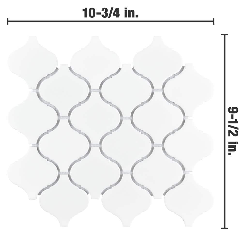 Morocco Matte White 9.5" x 10.75" Porcelain Mosaic Accent Tile