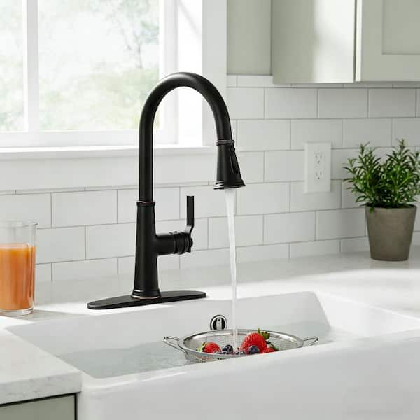 16.7 in. Oil Rubbed Bronze 3-Mode Pull Down Sprayer Kitchen Faucet with 360° Spout Swivel in Stainless Steel