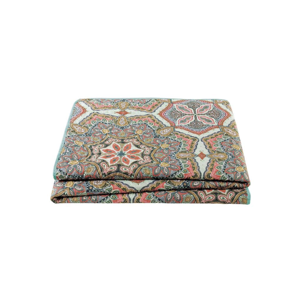 Full Reversible Multicolor Microfiber Medallion Quilt Set