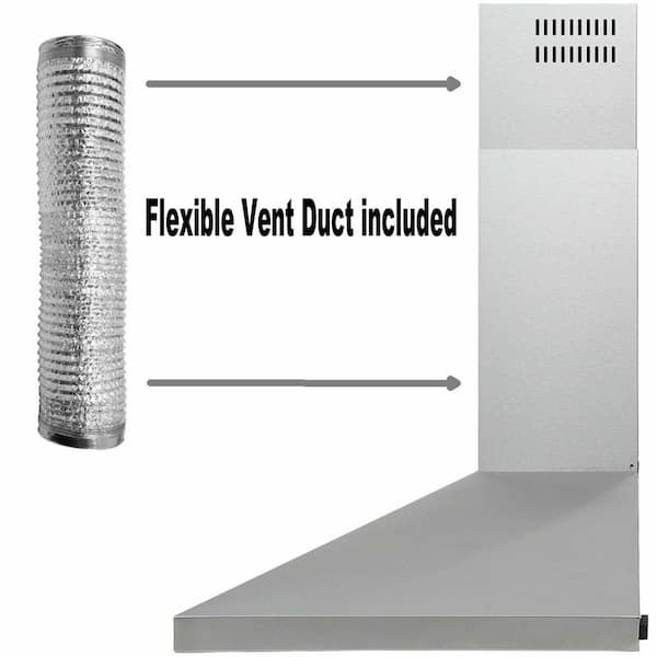 30 in. 350 CFM Wall Mount with LED Light Kitchen Range Hood in Sliver