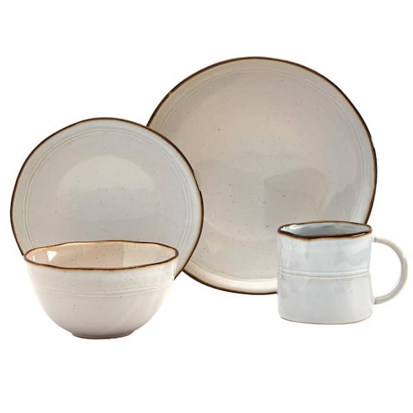 Round Dinnerware Set  4/8 Stoneware 16/32Pc Plates Bowls Dishes Mug Kitchen New 