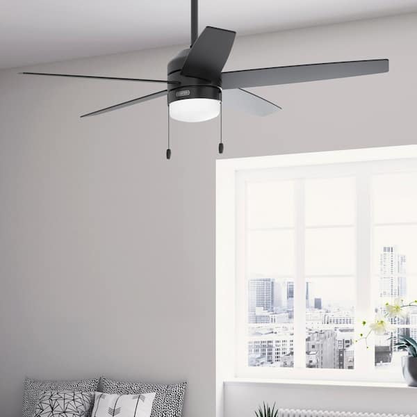 Hunter Bardot 52 in. Indoor Matte Black Ceiling Fan with Light Kit Included