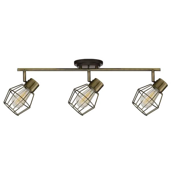 Globe Electric 24 in. 3-Light Antique Pewter Tracking Lighting Kit, Bulbs Included