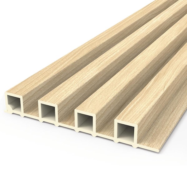 sunwings 0.94 in. x 1/2 ft. x 8.5 ft. Beige 3D WPC Vinyl Decorative Wall Paneling for Interior Wall Decor (6-Pack)