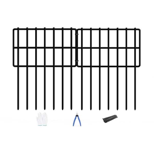Justincity 27ft Rustproof Metal Garden Fence Animal Barrier with 1.65 in. Spike Spacing 17 in. Height 25-Pack
