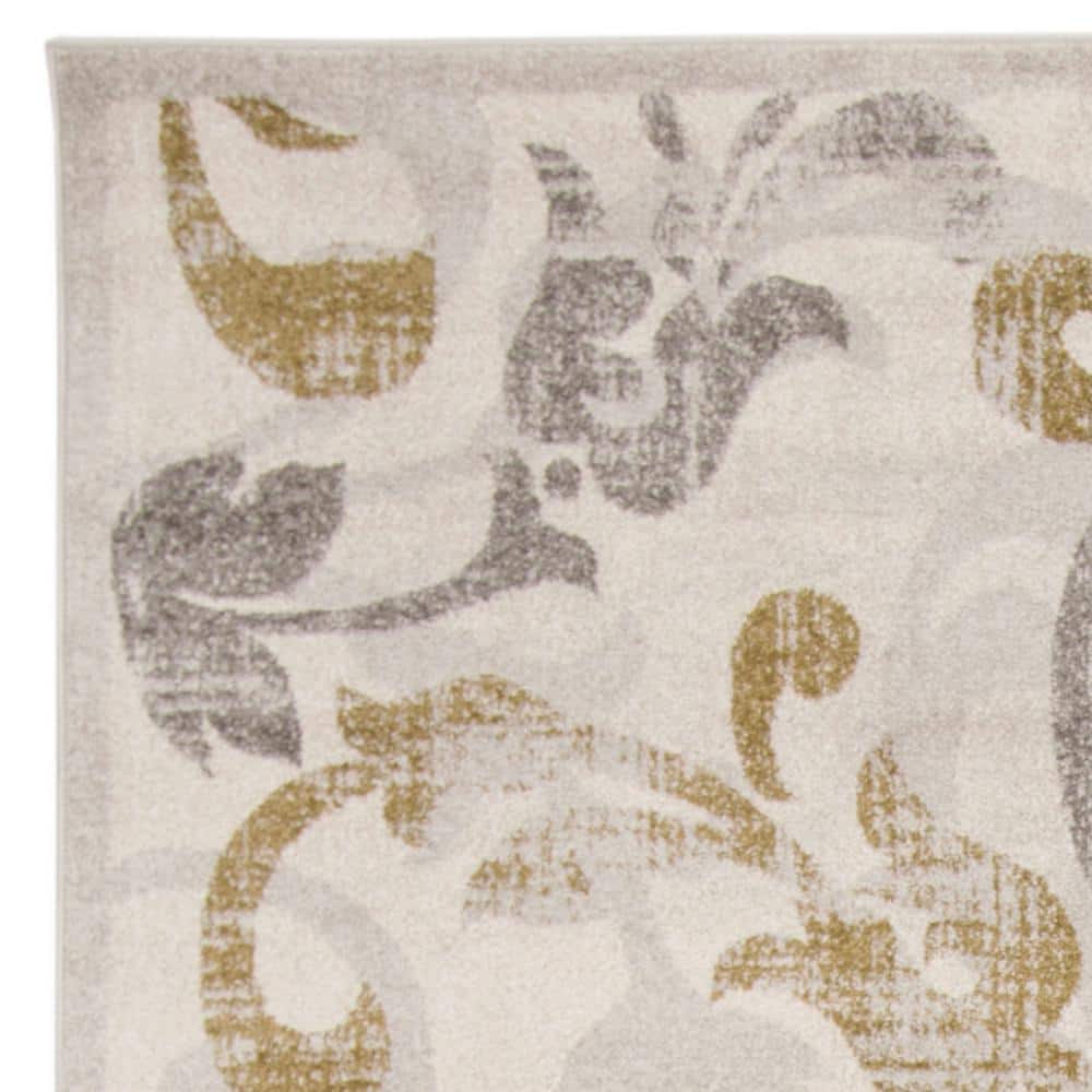 Ivory and Light Grey 8' x 10' Synthetic Area Rug