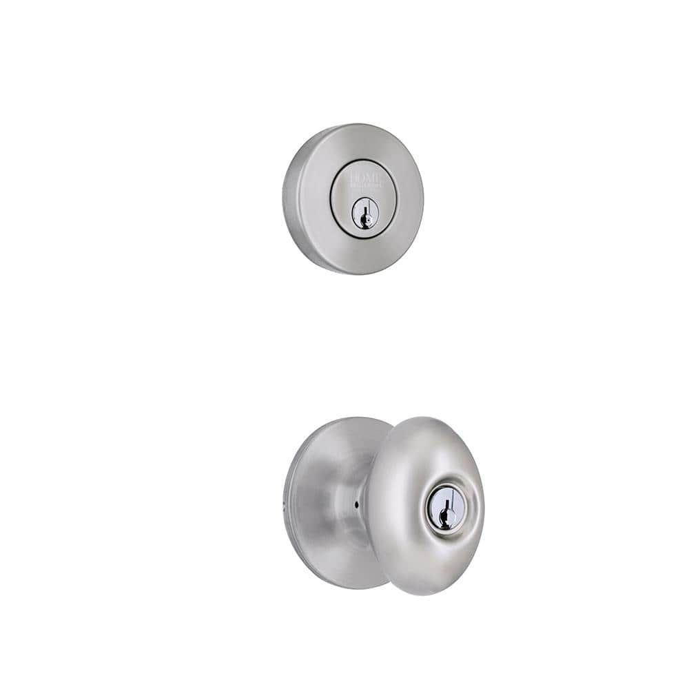Beale Satin Nickel Single Cylinder Door Knob Combo Pack Featuring Dual Keyw