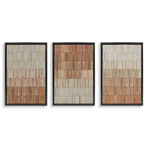 Tiled Terracotta Walls by Flora Kouta 3 Piece Black Floater Frame Abstract Graphic Art Print 31 in. x 21 in.