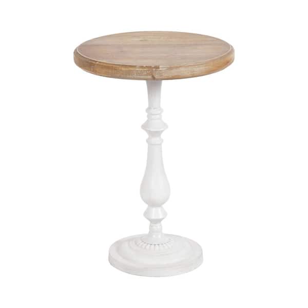 Kate and Laurel Wixley 18 in. White Round Wood Veneer/MDF End Table