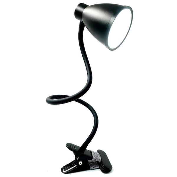 19 in. Black LED Clip-On Desk Lamp with Clamp, 5-Color Modes, 10-Brightness Levels, Flexible Gooseneck, Auto-Off Timer