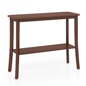 38 in. Brown Rectangle 2-tier MDF Console Table Entryway Sofa Behind Couch Table