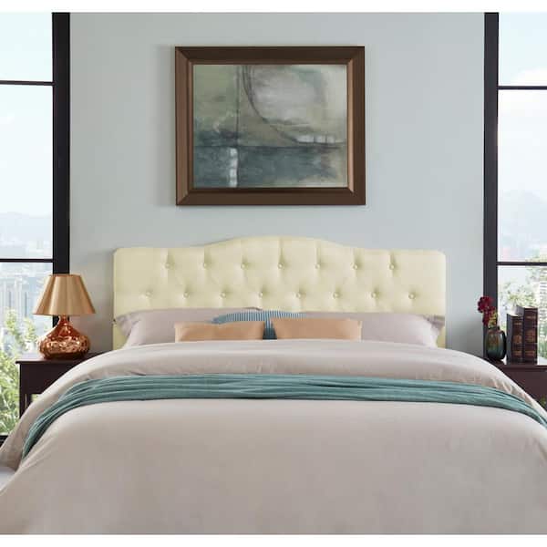 MAYKOOSH Upholstered Button Tufted Bed Headboard, Height Adjustable Queen Size Headboard, Wall Mounted Headboard, Cream