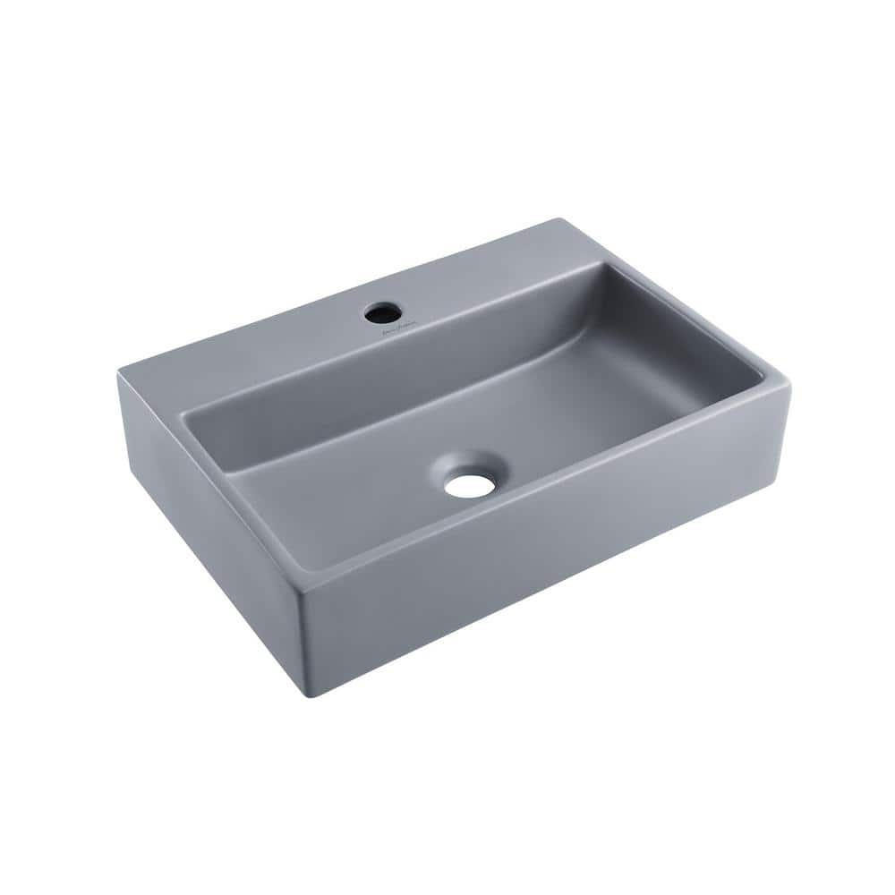 Claire 20" Matte Gray Ceramic Vessel Bathroom Sink