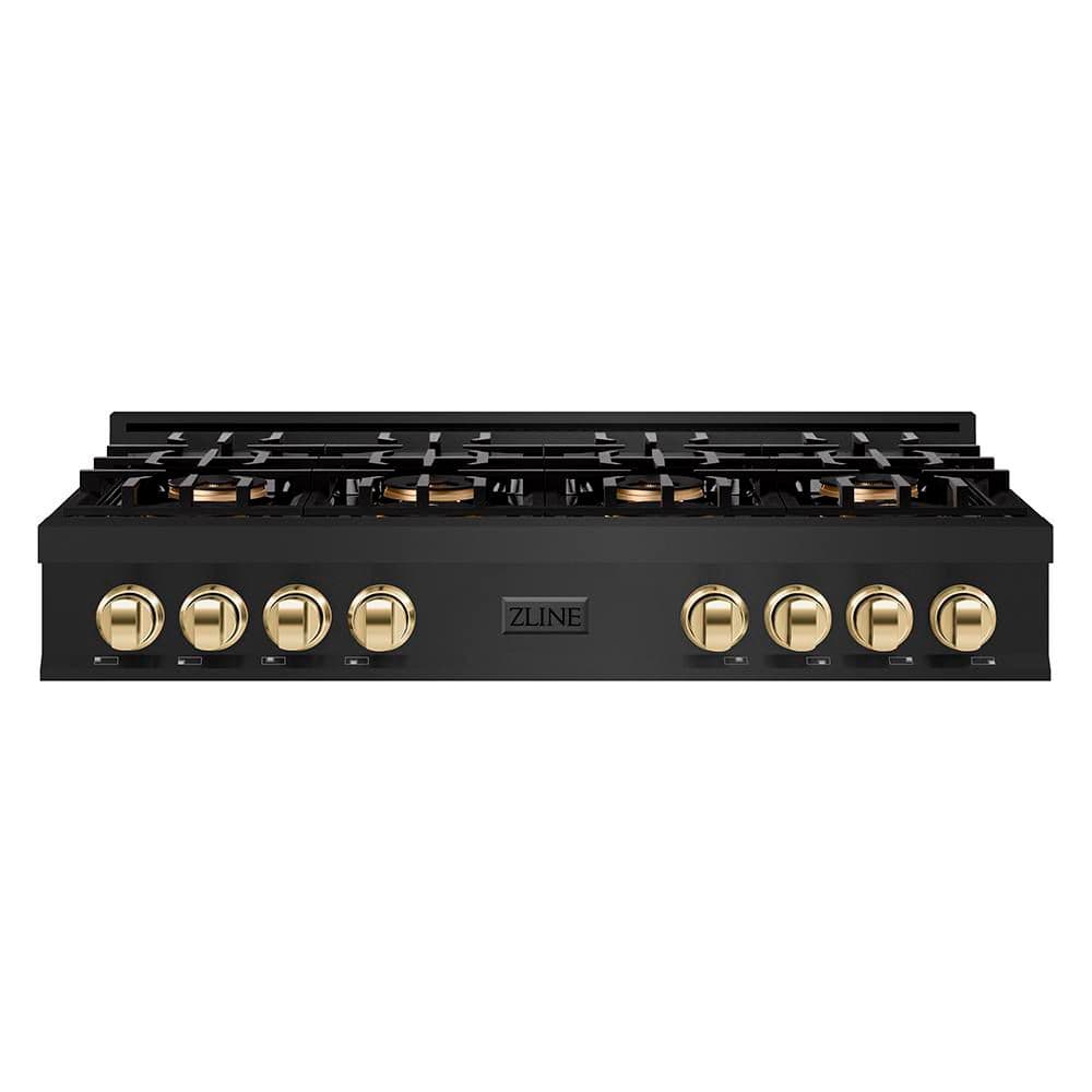Autograph Edition 48 in. Classic Gas Rangetop with 8-Burner DuoPro Cooktop in Black Stainless Steel and Gold Accents