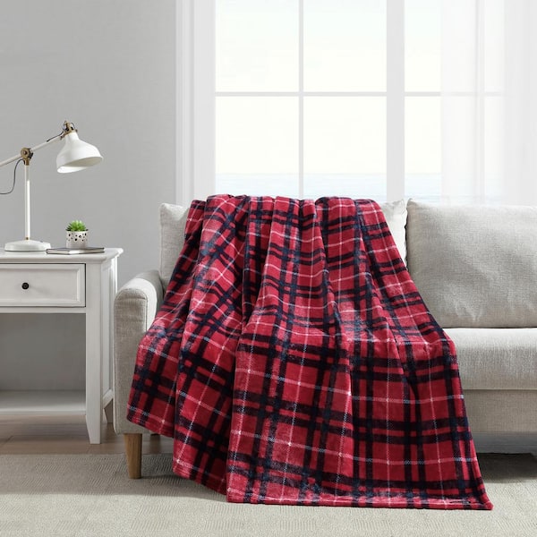 Nautica Winter Tattersall 1-Piece Dark Red Ultra Soft Plush