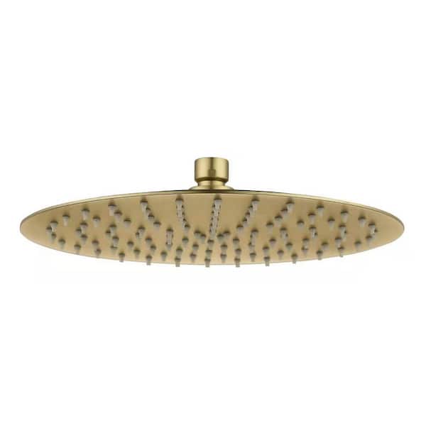 FLG 1-Spray Patterns with 1.8 GPM Round 12 in. Wall Mount Rain Fixed Shower Head in Brushed Gold