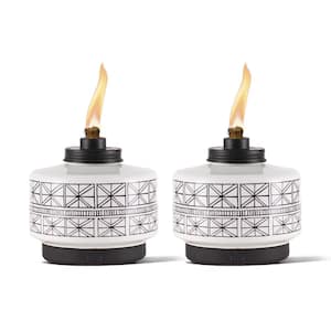 6 in. Table Torch Glass Black and White (2-Pack)