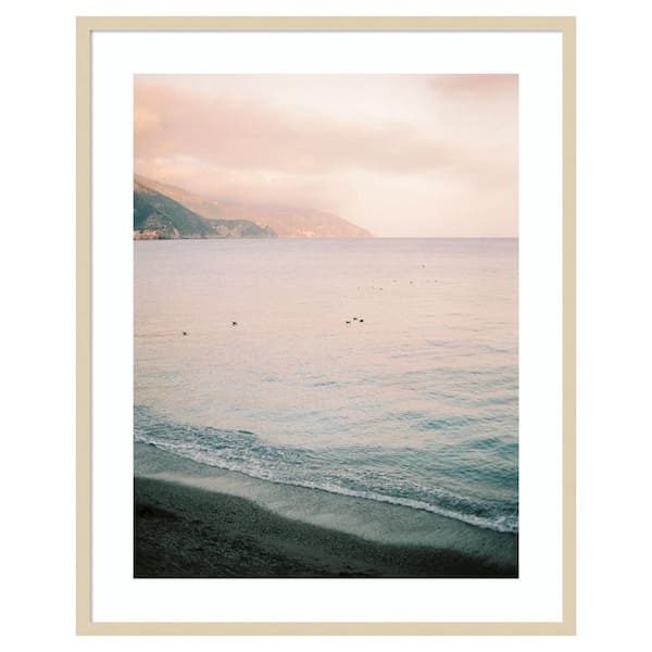 Amanti Art Italian Coast by Justine Milton 33 in. W x 41 in. H. Wood Framed Wall Art Print Framed in Brown