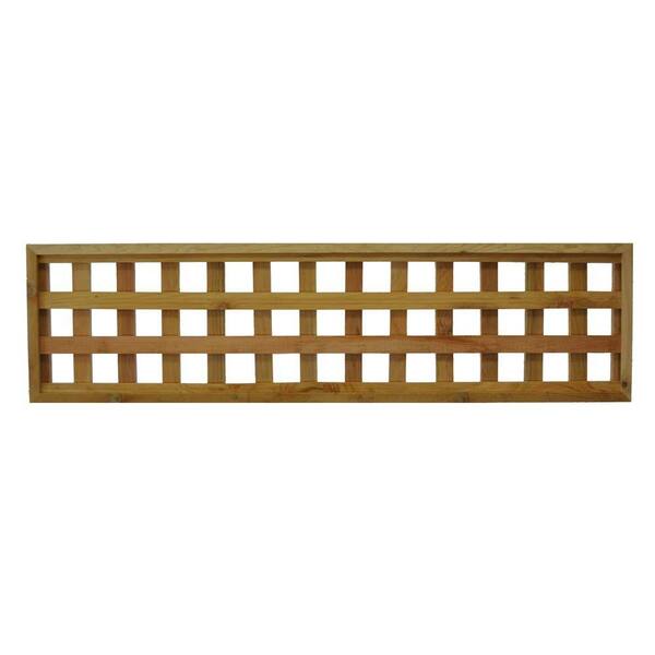Unbranded 45.75 in. x 12 in. Checkerboard Pattern Western Red Cedar Framed Lattice Fence Panel (2-Pack)