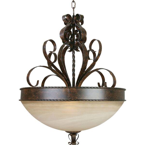 Yosemite Home Decor McKensi Collection 4-Light Bronze Patina Pendant with Alabaster Glass Shade